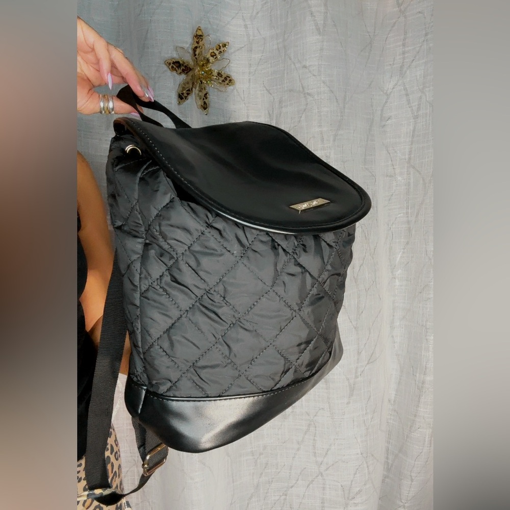 Elegant Black Quilted Backpack